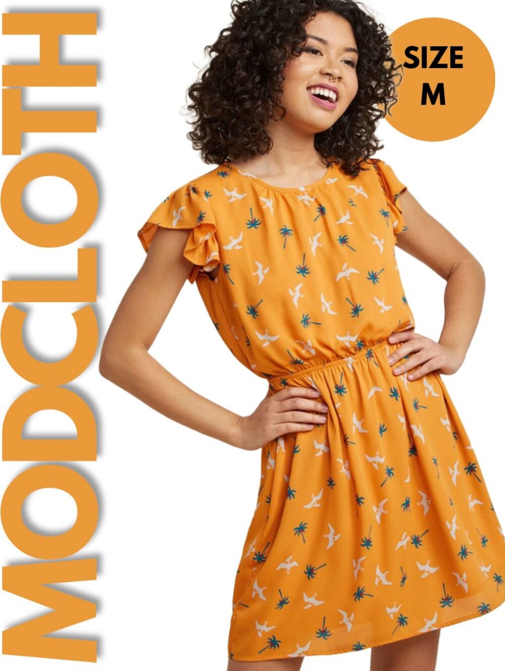ModCloth Good Golly A-Line Dress in Pterodactyls